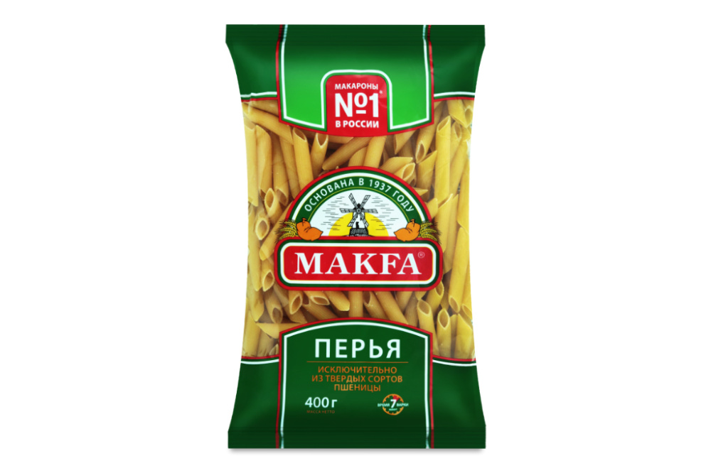 Макаронные изделия Перья любительские Макфа 400г. 